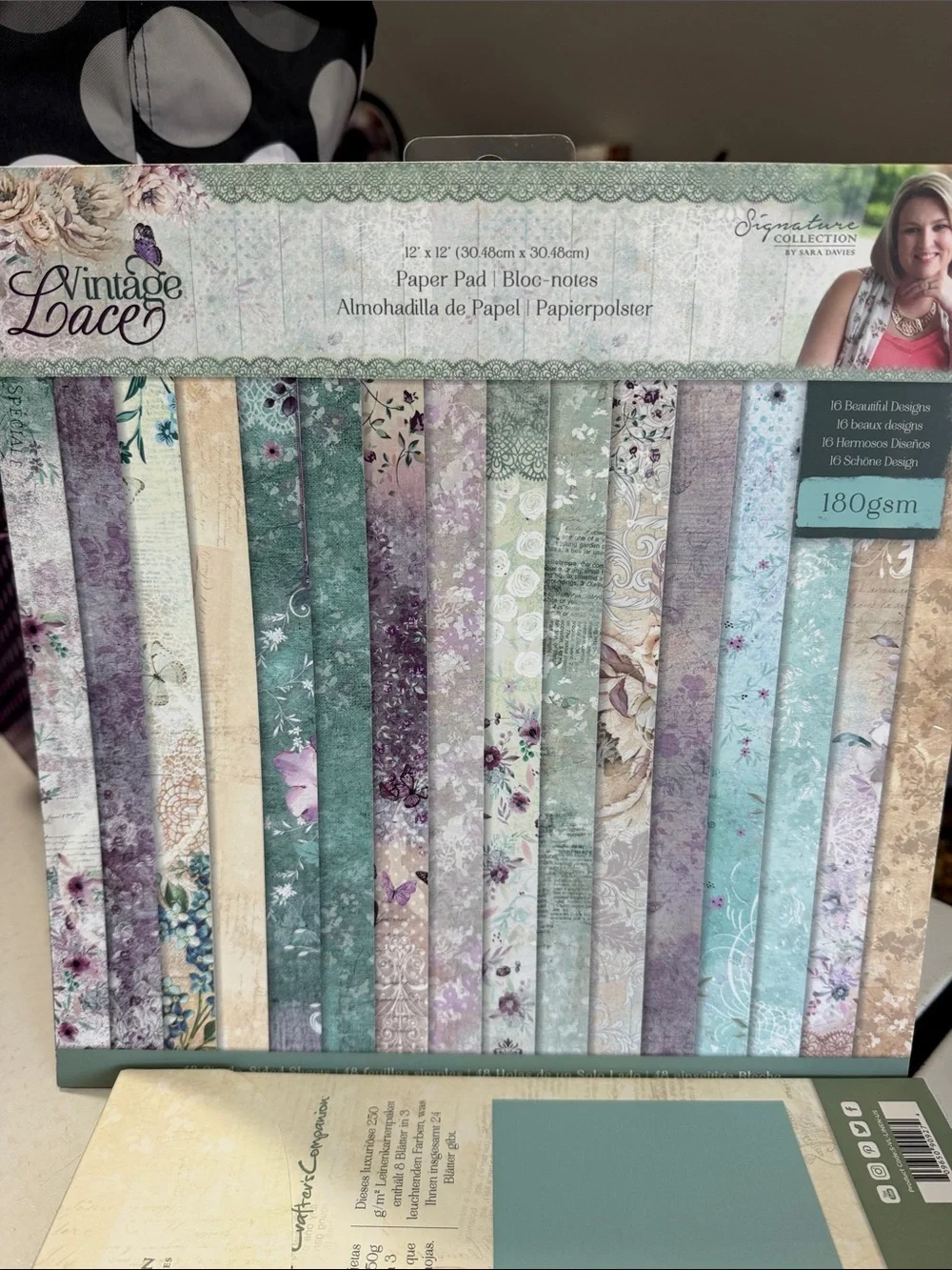Crafters Companion Vintage Lace Paper Pad & Luxury Linen Card